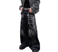 Sawmew Jean baggy pour homme, style vintage Y2K, jambes larges, style hip-hop, extra ample, style skateur, streetwear(S)