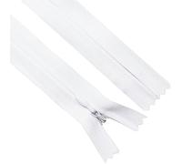 Sawoake unsichtbare Reißverschlüsse 61 CM #3, Weiße Nylon-Spule Reißverschlüsse 2-Pack für Nähen, Röcke, Taschen, Kissen (Weiß, 61 CM, 2 Stück)