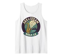 Sax et Chemise à Vapeur New Orleans Music River Skyline Art Débardeur
