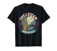 Sax et Chemise à Vapeur New Orleans Music River Skyline Art T-Shirt
