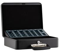 SAX NOUVEAU !! Coffret métallique à monnaie avec sous-compartimentage, noir, L 30 x H 9 x P 23 cm