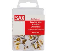 SAX punaises, 80 pièces, Blanc, diamètre de la tête 10mm, avec enrobage Plastique, dans Une boîte de Rangement Pratique
