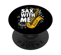 Sax with me Saxophone Brass Band Jazz Saxophoniste Saxophone PopSockets PopGrip Adhésif