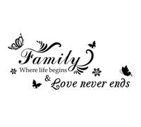 SAXOJONON Autocollant mural de chambre à coucher, autocollant mural de salon, motif familial, pour la décoration de la maison, simple et élégant, facile à coller et à enlever,