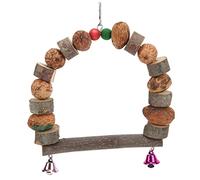 SAXOJONON Jouet balançoire pour Perroquet, Hickory en Bois de Pommier Naturel, Conception en Cloche, résistant aux morsures, soulage l'ennui, Installation Facile pour Cage à (L)