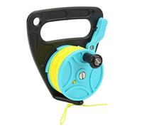 SAXOJONON Moulinet portable avec poignée de plongée avec bouchon de pouce pour la plongée avec tuba et sports nautiques sous-marins, fil jaune de 46 m (roue bleu ciel)