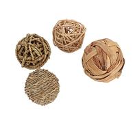 SAXOJONON pour Petit Animal, Jouets à mâcher pour Lapins, cobayes, gerbilles, Hamsters, 4pcs mâchonnez des Boules, Bois, Garniture, Jeu interactif, soulagement du Stress, Petits