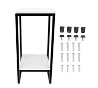 SAXOJONON Support de Fleurs en Fer Haute Résistance, Support de Plantes à Deux Niveaux, pour Balcon Jardin intérieur extérieur, Assemblage Facile, Support décoratif (Plateau Blanc à Cadre Noir)