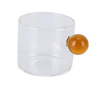 SAXOJONON Tasse à thé en verre, transparente, résistante à la chaleur, tasse à café avec poignée boule, 120ml (Poignée jaune)