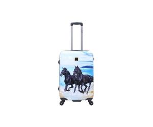 Saxoline Black Horse 67 cm Moyenne Valise de voyage 8 Roues Imprimé