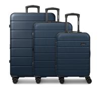Saxoline Miami 4 roulettes Set de valises 3 pièces avec soufflet d'extension bleu