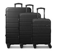 SAXOLINE Lot de 3 valises pour homme et femme - Chariots de voyage 50 x 31 x 76 cm en matériau ABS de qualité supérieure résistant aux chocs - Extensible et poignée télescopique - Série Miami, Noir