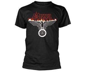 Saxon 'Burning Wheels of Steel' (Black) T-Shirt (Small)