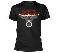 Saxon 'Burning Wheels of Steel' (Black) T-Shirt (Medium)