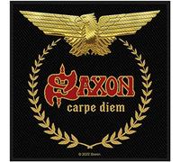 Saxon - Écusson CARPE DIEM (Taille unique) (Noir/Doré/Rouge)