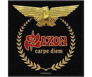 Saxon - Écusson CARPE DIEM (Taille unique) (Noir/Doré/Rouge)
