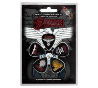 Saxon Guitar Picks Wheels Of Steel Band Logo Nouveau Officiel Noir 5 Pack