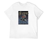 Saxon Heavy Metal Thunder Rock Men White T-Shirt Print Unisex Cotton Tee Shirt M