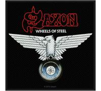 Saxon - Patch "Wheels Of Steel", tissu tissé RO6314 (taille unique) (Noir/Blanc)