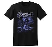 Saxon Poster T-Shirt Men Shirt Rock Music Tee Black XXL