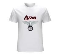 Saxon Wheels of Steel Men's Rock Band T Shirt Short Sleeve Shirt White M