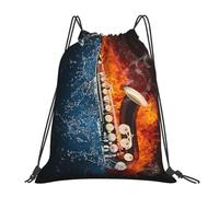 Saxophon in Feuer und Wasser, wasserabweisender Rucksack mit Kordelzug, für Damen und Herren, Sport- und Fitnessstudio-Sackpack