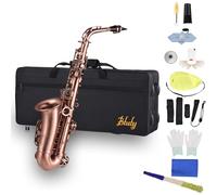 Saxophone alto E-Flat Red Bronze, F#, incrustations clés coquille d'ormeau, coussinets cuir résistant eau, livré étui, gants, chiffon nettoyage, sangles, brosse