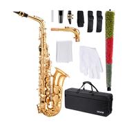 Saxophone Alto Mi Bémol-VEVOR-Kit Saxophone Débutants en Laiton Résistant-avec Étui de Transport-Bec-Sangles