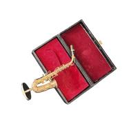 Saxophone alto miniature en laiton plaqué or fait à la main décoratif avec support d'exposition pour la maison, le bureau, la salle de musique, la décoration miniature en laiton