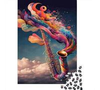 Saxophone Art Fusion 1000 Pièces Carton Extra Épais Puzzle De Bricolage Amants De Famille Jeu De Famille Amusant Et Stimulant Belle Décoration 52x38cm/1000pcs