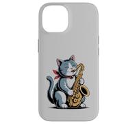 Saxophone Chat Jazz Musique Saxophone Joueur Chaton Saxophoniste Coque pour iPhone 14