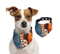 Saxophone dans Le feu et l'eau,Bandanas pour Chien, écharpe en Coton, Bavoirs réglables pour Animaux de Compagnie,S