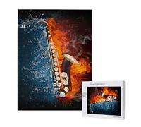 Saxophone dans Le feu et l'eau,Puzzle Familial en Bois de 500 pièces pour Adultes et Adolescents