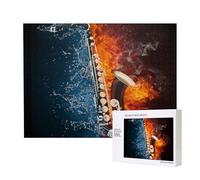 Saxophone dans Le feu et l'eau,Puzzle Familial en Bois de 500 pièces pour Adultes et Adolescents, décoration d'intérieur