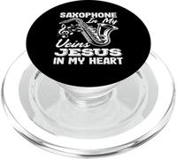 Saxophone dans Mes veines : Jésus, Mon cœur, saxophoniste PopSockets PopGrip pour MagSafe