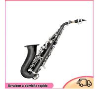 Saxophone de Soprano en Laiton Noir plaqué Noir, avec Cas de Transport, Idéal pour le Jazz et le Classique