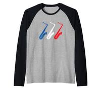 Saxophone Drapeau Français Musique De France Sax Cadeau Manche Raglan
