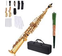 Saxophone Droit Soprano Si Bémol-Duoku-Kit Saxophone Débutants Laiton Résistant-avec Étui de Transport-Bec-Sangles