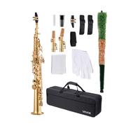 Saxophone Droit Soprano Si Bémol-VEVOR-Kit Saxophone Débutants Laiton Résistant-avec Étui de Transport-Bec