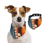 Saxophone en feu et en Glace,Bandanas pour Chien, écharpe en Coton, Bavoirs réglables pour Animaux de Compagnie,L
