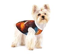 Saxophone en feu et en Glace,T-Shirt sans Manches en Coton pour Animaux de Compagnie, Gilet Respirant, Extensible et Doux,M
