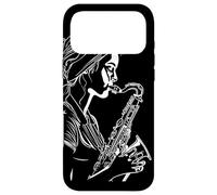 Saxophone Girl Line Art Jazz Music Coque pour iPhone 17 Pro Max