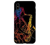 Saxophone Girl Line Art Wind Instrument Coque pour iPhone XS Max