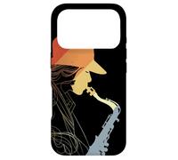 Saxophone Girl Sketch Vintage Jazz Music Coque pour iPhone 17 Pro