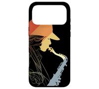 Saxophone Girl Sketch Vintage Jazz Music Coque pour iPhone 17 Pro Max
