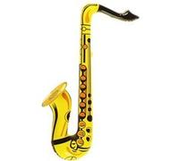 Widmann 23931 - Saxophone Gonflable Unisexe Adulte, Clown, Cirque, Disco, Musicien, Spectacle, Carnaval, fêtes à thème, 55 cm, Couleur Or