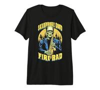 Saxophone Good Fire Bad Funny Saxophonist Music Frankenstein T-Shirt Haut de Gamme