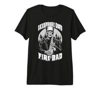 Saxophone Good Fire Bad Funny Saxophonist Music Frankenstein T-Shirt Haut de Gamme