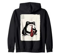 Saxophone Grumpy Frog Drôle Kawaii Japonais Sweat à Capuche