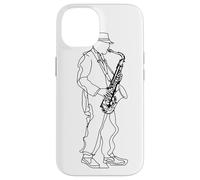 Saxophone Guy Line Art Instrument de musique pour garçons Coque pour iPhone 14
